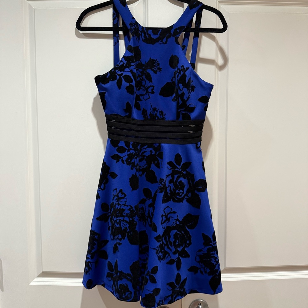 Blue and Black Floral Dress